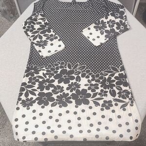 Elegant Black and White Floral Dress MT COLLECTION